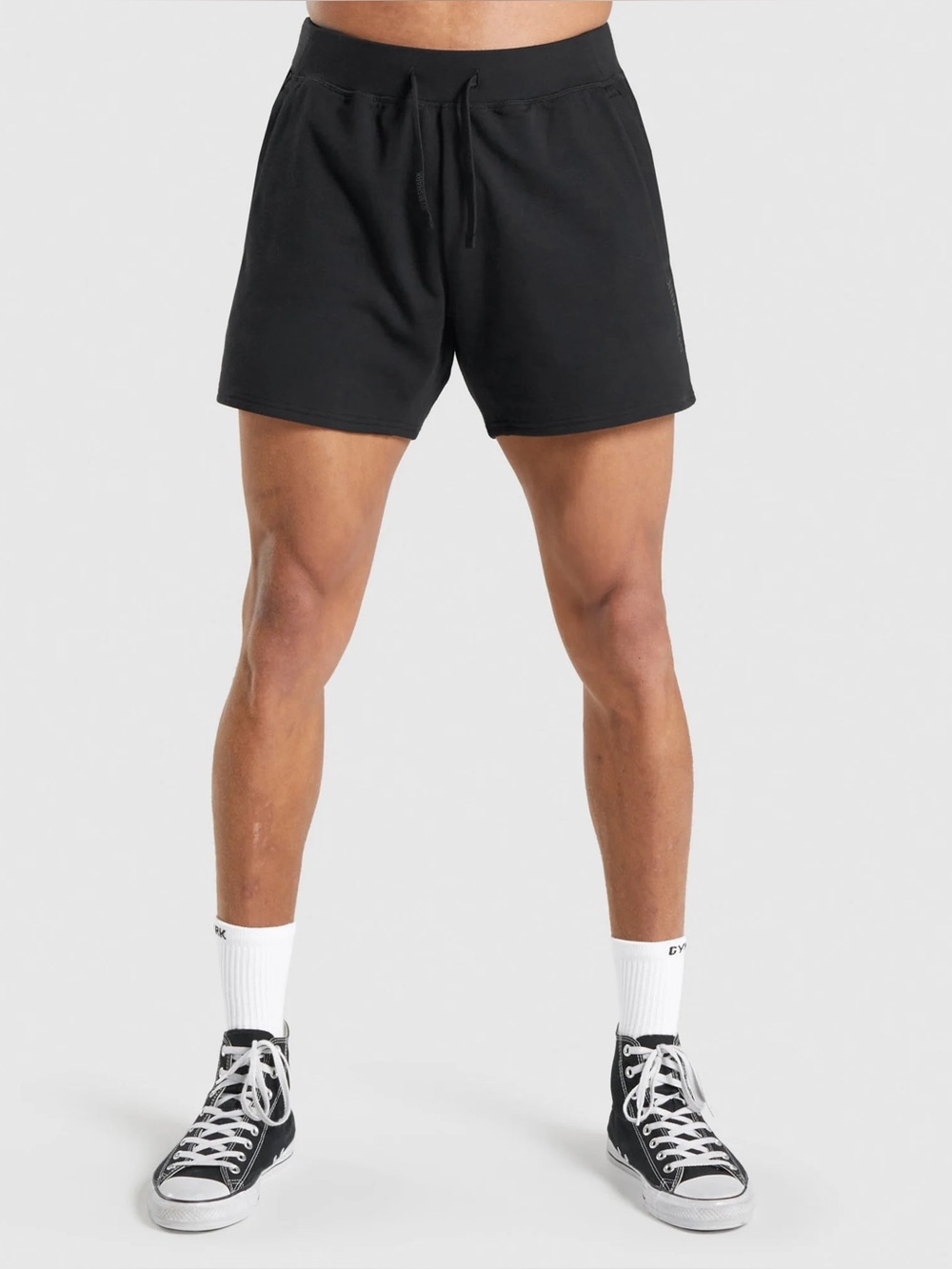 Gymshark Chalk Quad Shorts Mens Size Large Black Cotton Blend Sweatshirt Fabric